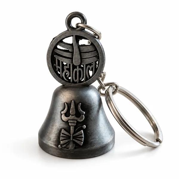 Keychain_Mahakal_Bell_Metal_Gray