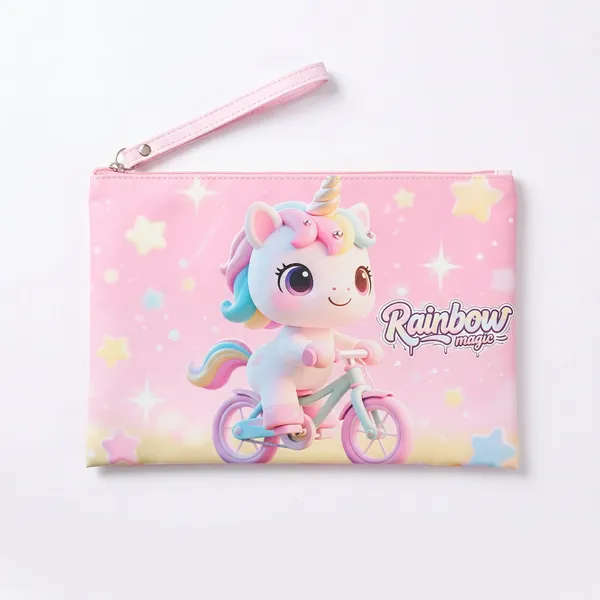 Document_Pouch_Rainbow_Magic_Cycling_Unicorn_A4_With_Zip_Wrist_Strap_Pink_Default_Title