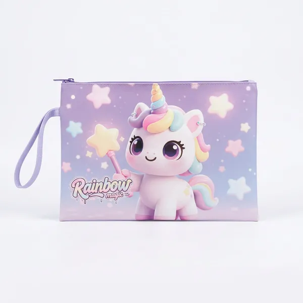 Document_Pouch_Rainbow_Magic_Star_Wand_Unicorn_A4_With_Zip_Wrist_Strap_Lavender_Default_Title