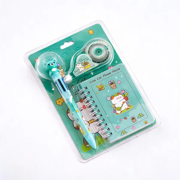 Cat_Design_Pen_Correction_Tape_And_Notebook_Stationery_Set