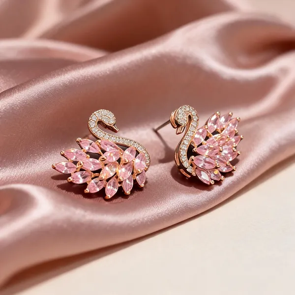 Pink_Zircon_Swan_Silhouette_Sparkle_Drop_Earrings_For_Women