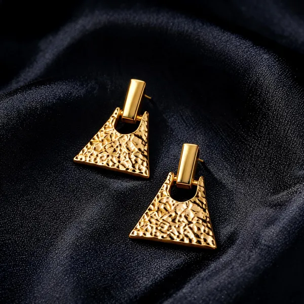 Gold_Tone_Hammered_Geometric_Rectangular_Drop_Earrings_For_Women