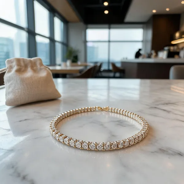 Gold_Tone_Cubic_Zirconia_Classic_Tennis_Bracelet_For_Women