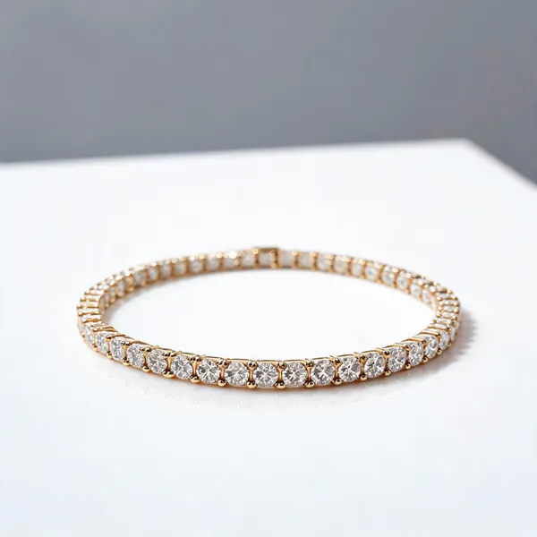 Gold_Tone_Cubic_Zirconia_Classic_Tennis_Bracelet_For_Women