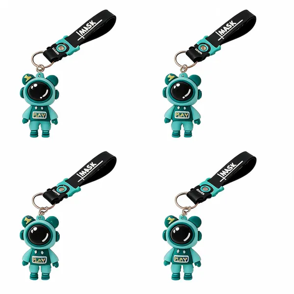 Turquoise_Silicone_Cute_Astronaut_Bear_Keychain