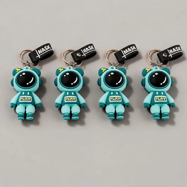 Turquoise_Silicone_Cute_Astronaut_Bear_Keychain