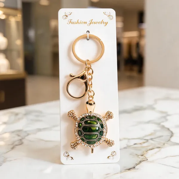Emerald_Rhinestone_Turtle_Crystal_Keychain