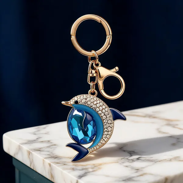 Ocean_Blue_Crystal_Dolphin_Rhinestone_Gold-Tone_Keychain