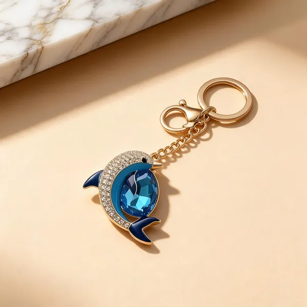 Ocean_Blue_Crystal_Dolphin_Rhinestone_Gold-Tone_Keychain
