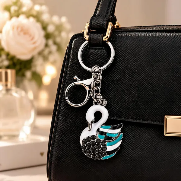 Turquoise_Enamel_Crystal_Swan_Bag_Charm_Keychain