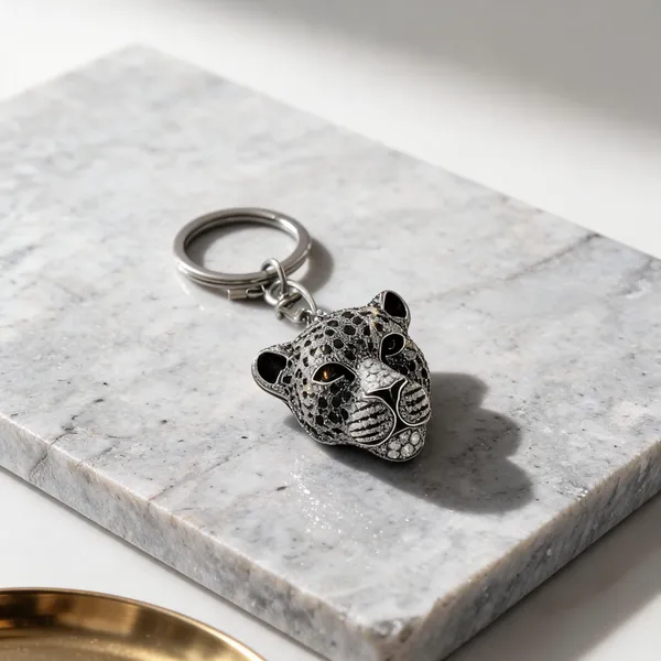 Black_Silver_Panther_Crystal_Rubber_Plastic_Keychain_Charm