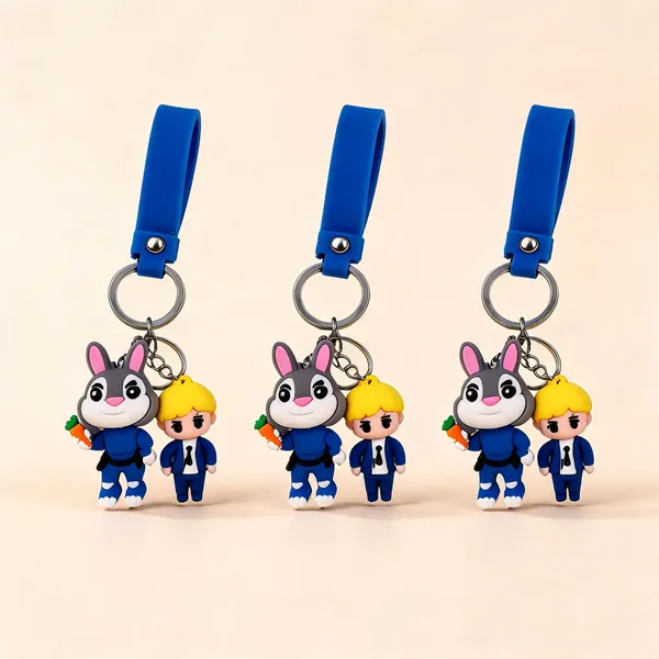 Blue_Rubber_3D_Bunny_Duo_Character_Keychain_With_Wrist_Strap