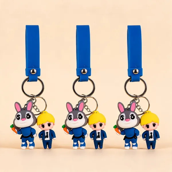 Blue_Rubber_3D_Bunny_Duo_Character_Keychain_With_Wrist_Strap