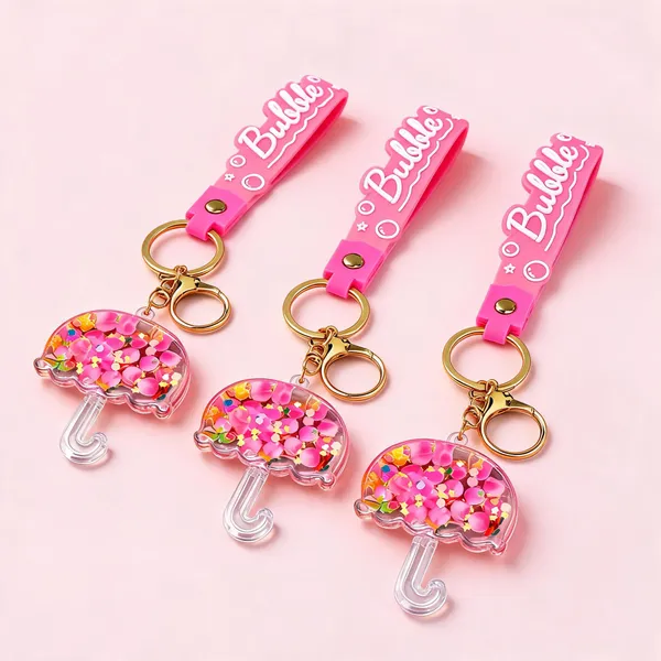 Pink_Transparent_Umbrella_Shaker_Keychain_With_Wrist_Strap
