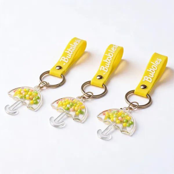 Yellow_Transparent_Umbrella_Shaker_Keychain_With_Wrist_Strap