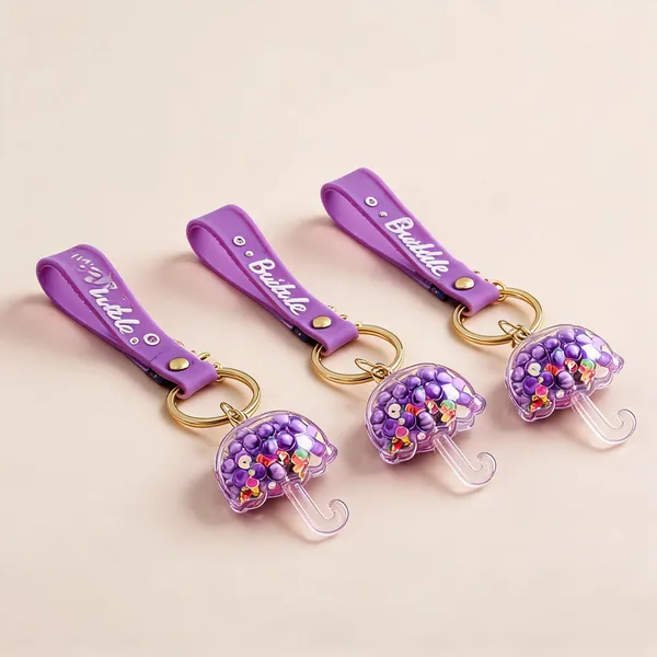 Purple_Transparent_Umbrella_Shaker_Keychain_With_Wrist_Strap
