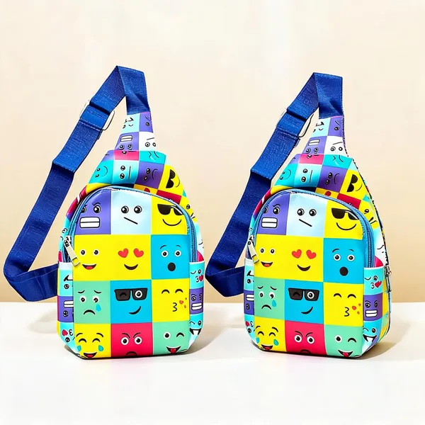 Multicolor_Faux_Leather_Emoji_Print_Kids_Crossbody_Chest_Bag