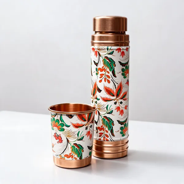 Copper_Floral_Bottle_Tumbler_Gift_Set_750Ml_With_Matching_Cup_Pack_Of_2