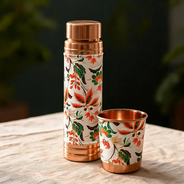 Copper_Floral_Bottle_Tumbler_Gift_Set_750Ml_With_Matching_Cup_Pack_Of_2