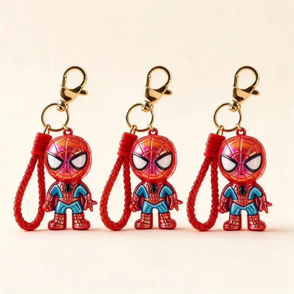 Red_Blue_Web_Hero_3D_Character_Rubber_Keychain