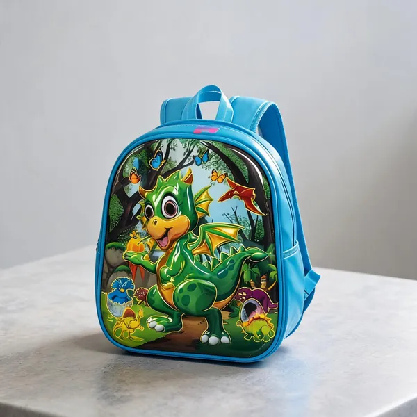 Green_Leather_Rexine_Dino_Dragon_3D_Print_Backpack_For_Kids
