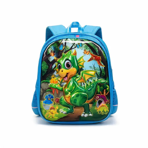 Green_Leather_Rexine_Dino_Dragon_3D_Print_Backpack_For_Kids