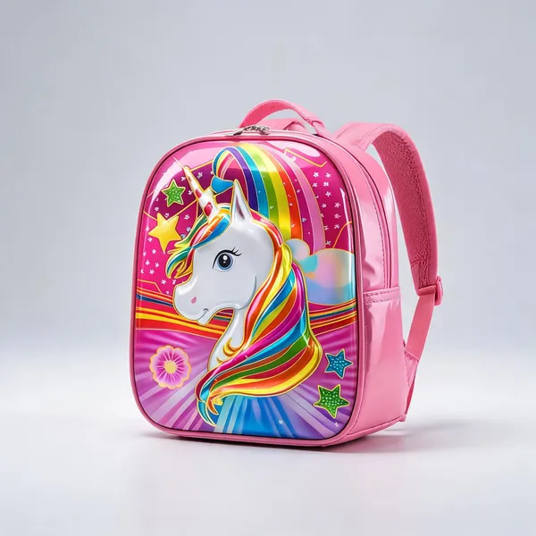Pink_Leather_Rexine_Rainbow_Unicorn_3D_Print_Backpack_For_Kids
