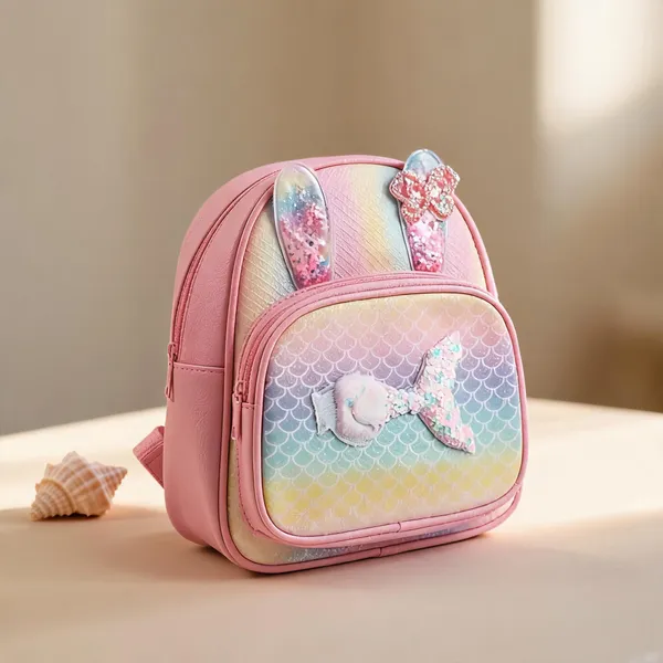 Pink_Leather_Rexine_Shimmer_Mermaid_Tail_Backpack_For_Kids