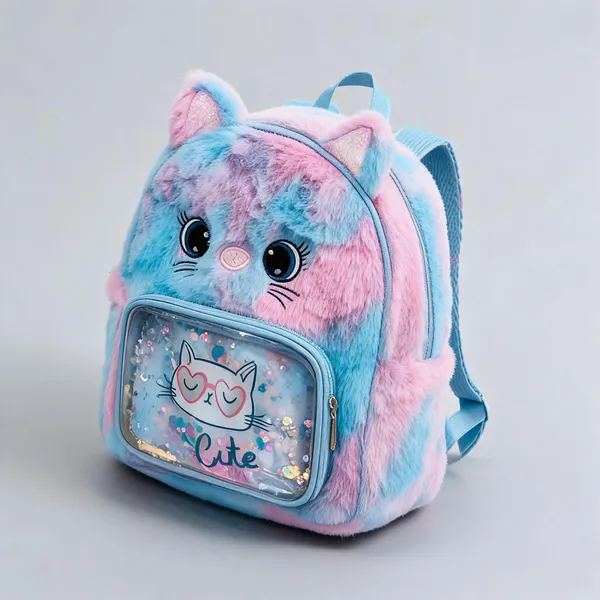 Blue_Pink_Plush_Leather_Rexine_Cat_Face_Backpack_For_Kids
