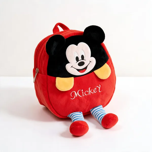 Red_Plush_Leather_Rexine_Mickey_Mouse_3D_Character_Backpack_For_Kids