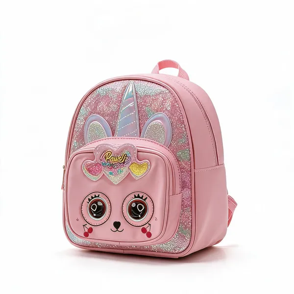 Pink_Holographic_Rexine_3D_Unicorn_School_Backpack_For_Kids