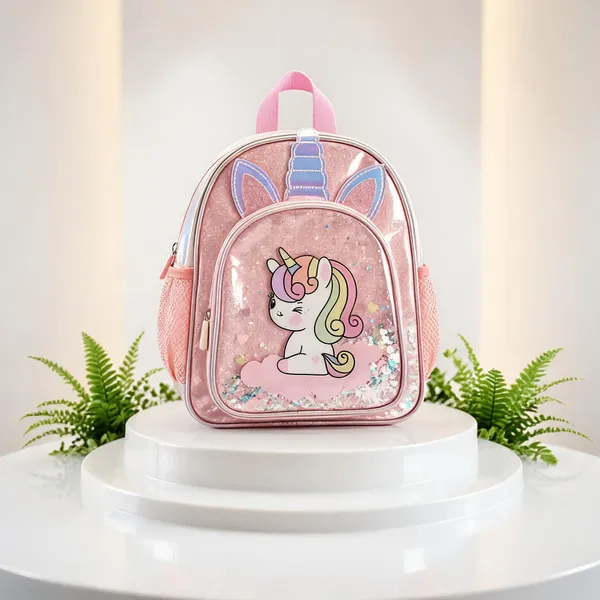 Pink_Leather_Rexine_Unicorn_Shaker_Sequin_Backpack_For_Kids