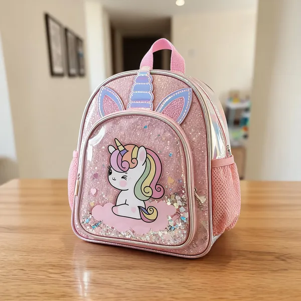 Pink_Leather_Rexine_Unicorn_Shaker_Sequin_Backpack_For_Kids