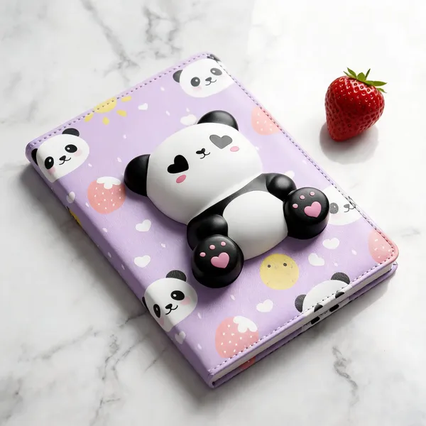 Lavender_Faux_Leather_3D_Panda_Diary