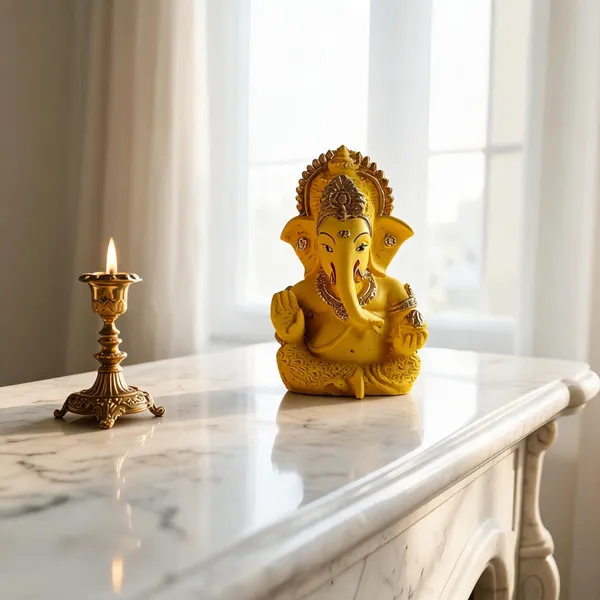 Polyresin_Yellow_Gold_Lord_Ganesha_Devotional_Idol