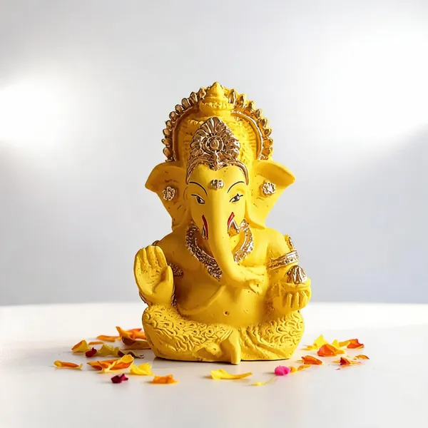 Polyresin_Yellow_Gold_Lord_Ganesha_Devotional_Idol