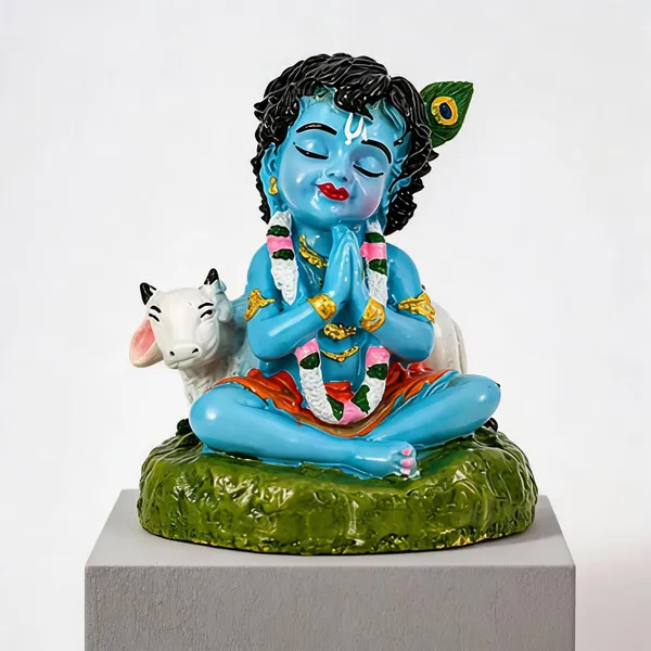 Resin_Handcrafted_Bal_Roop_Lord_Krishna_With_Cow_Idol