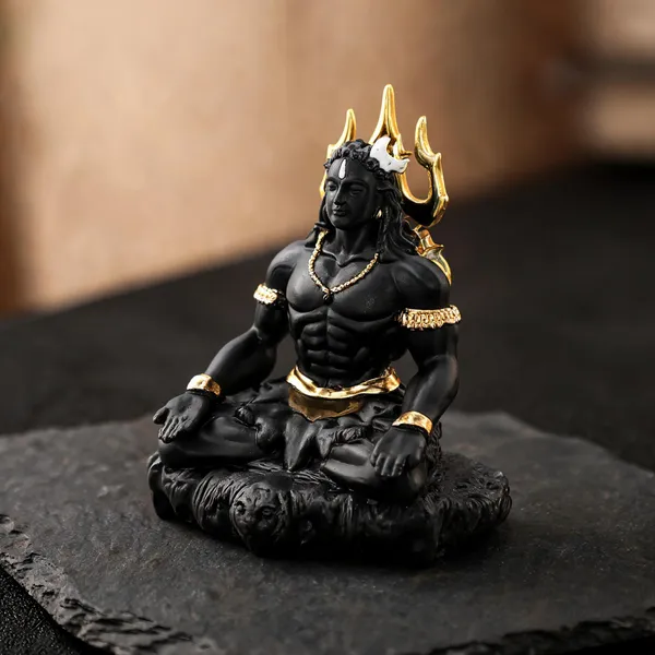Polyresin_Matte_Black_Gold_Adiyogi_Shiva_Meditation_Idol