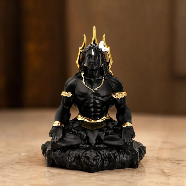 Polyresin_Matte_Black_Gold_Adiyogi_Shiva_Meditation_Idol