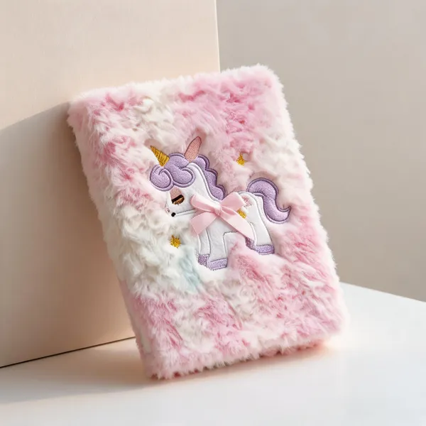 Fluffy_Unicorn_Plush_Faux_Leather_Diary