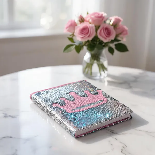 Faux_Leather_Reversible_Sequin_Pink_Crown_Diary