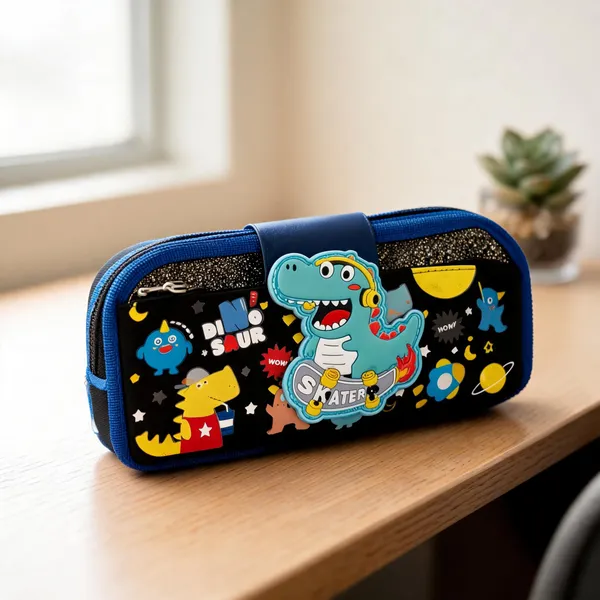 Black_Blue_Faux_Leather_Dinosaur_Pencil_Pouch_For_Kids_Pack_Of_2