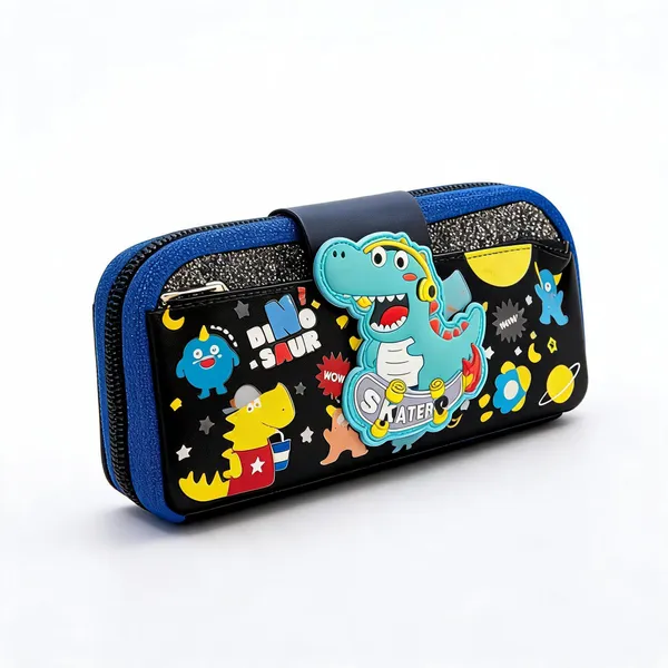 Black_Blue_Faux_Leather_Dinosaur_Pencil_Pouch_For_Kids_Pack_Of_2