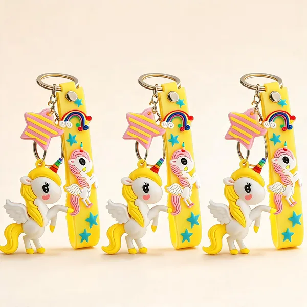 Yellow_Pvc_Silicone_Unicorn_Keychain