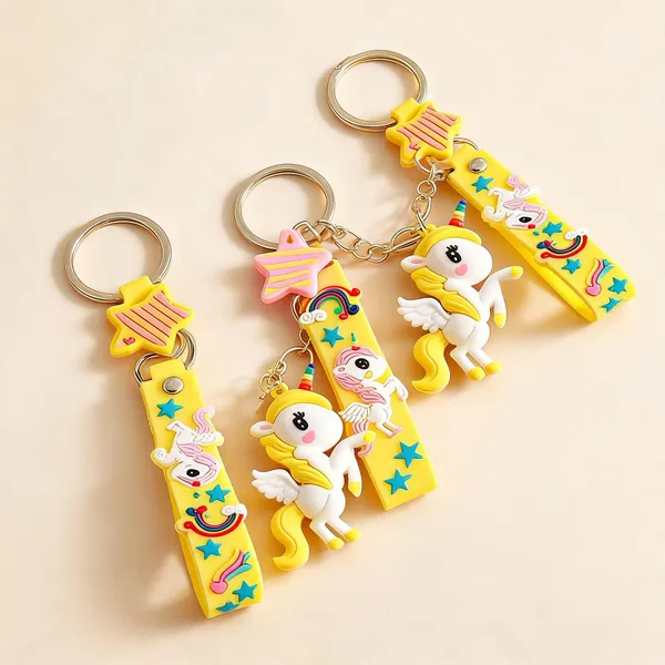 Yellow_Pvc_Silicone_Unicorn_Keychain