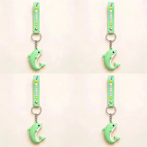 Green_Silicone_Rainbow_Cartoon_Dolphin_Keychain