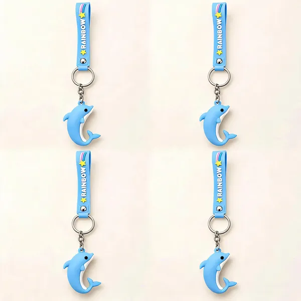 Blue_Silicone_Rainbow_Cartoon_Dolphin_Keychain
