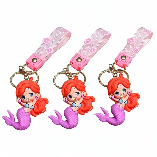 Orange_3D_Cartoon_Mermaid_Silicone_Keychain