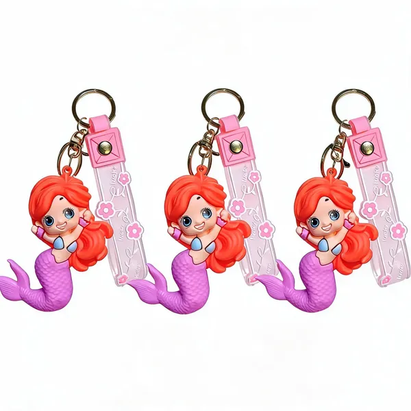 Orange_3D_Cartoon_Mermaid_Silicone_Keychain
