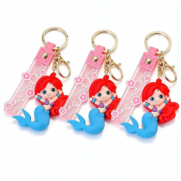 Red_3D_Cartoon_Mermaid_Silicone_Keychain